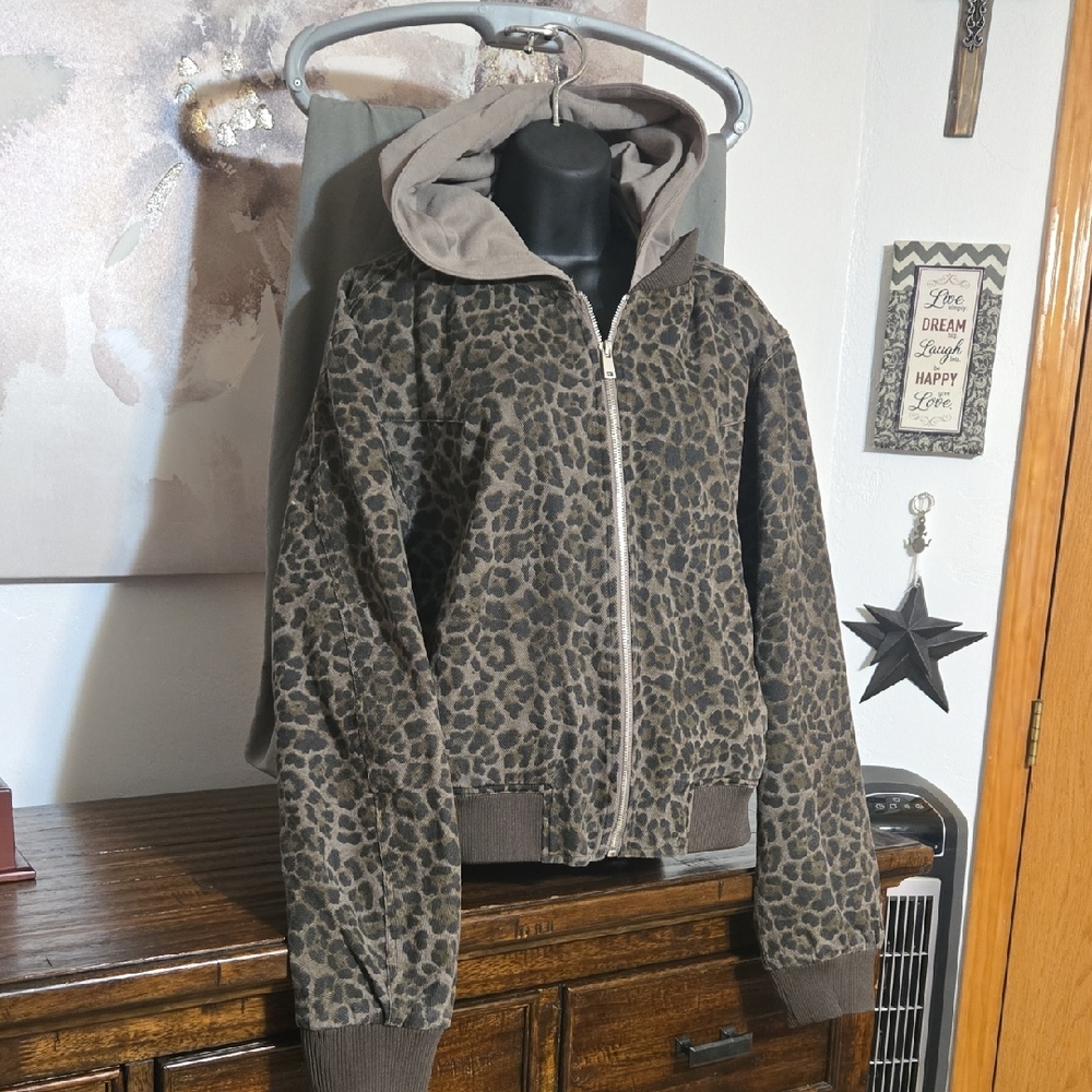 The Greii Leopard Print Zip-Up Lined Jacket M